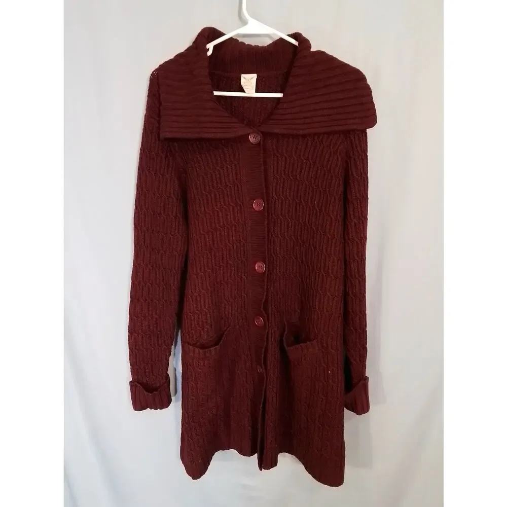 Faded Glory Burgundy wine colored cardigan